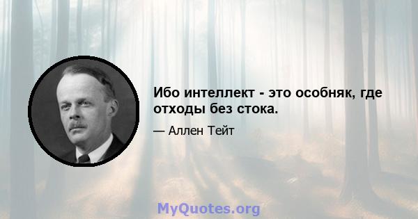 Ибо интеллект - это особняк, где отходы без стока.