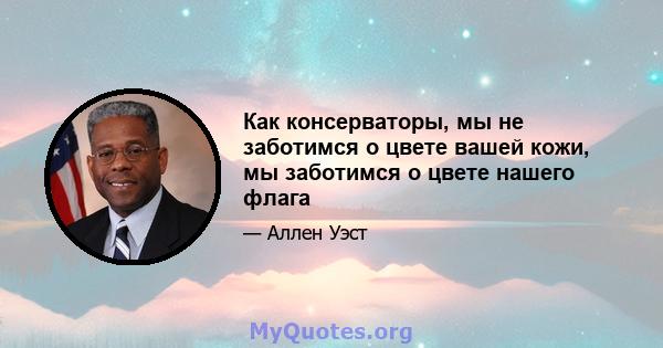 Как консерваторы, мы не заботимся о цвете вашей кожи, мы заботимся о цвете нашего флага