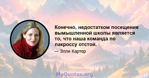 Конечно, недостатком посещения вымышленной школы является то, что наша команда по лакроссу отстой.