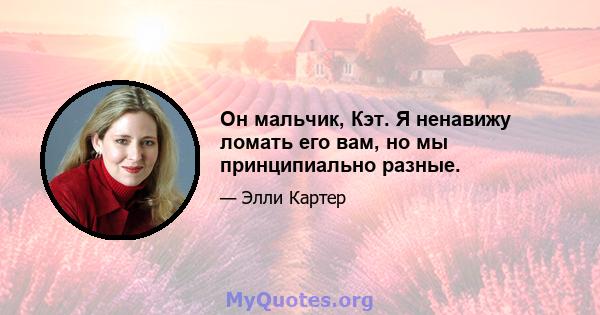 Он мальчик, Кэт. Я ненавижу ломать его вам, но мы принципиально разные.