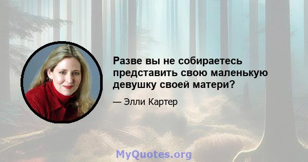 Разве вы не собираетесь представить свою маленькую девушку своей матери?