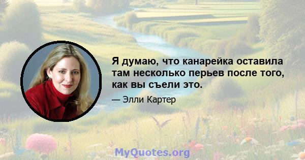 Я думаю, что канарейка оставила там несколько перьев после того, как вы съели это.