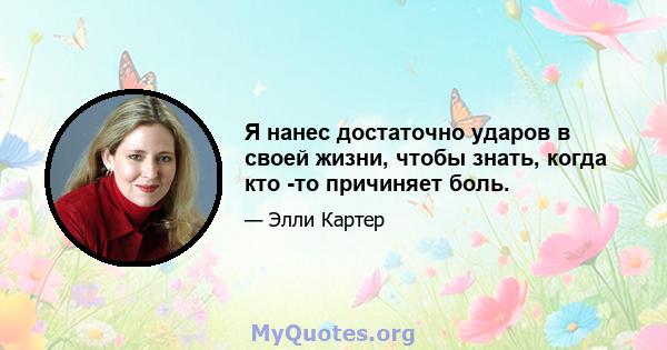 Я нанес достаточно ударов в своей жизни, чтобы знать, когда кто -то причиняет боль.