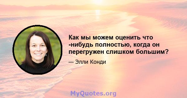 Как мы можем оценить что -нибудь полностью, когда он перегружен слишком большим?