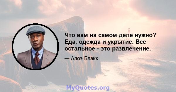 Что вам на самом деле нужно? Еда, одежда и укрытие. Все остальное - это развлечение.