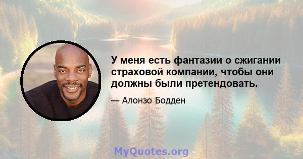 У меня есть фантазии о сжигании страховой компании, чтобы они должны были претендовать.