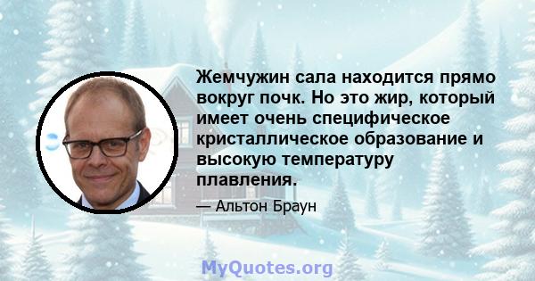 Жемчужин сала находится прямо вокруг почк. Но это жир, который имеет очень специфическое кристаллическое образование и высокую температуру плавления.