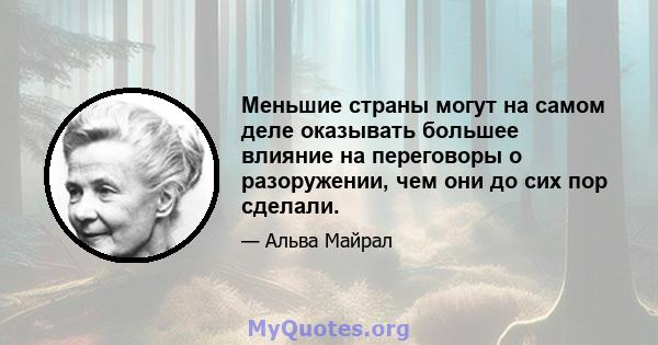 Меньшие страны могут на самом деле оказывать большее влияние на переговоры о разоружении, чем они до сих пор сделали.