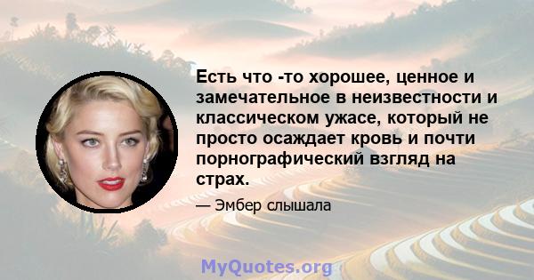 Есть что -то хорошее, ценное и замечательное в неизвестности и классическом ужасе, который не просто осаждает кровь и почти порнографический взгляд на страх.