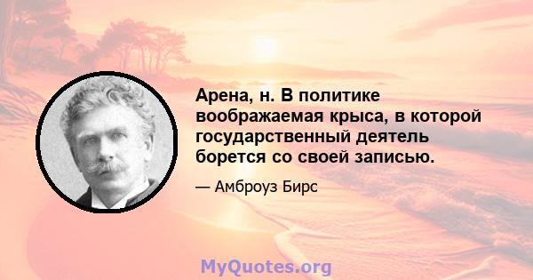 Арена, н. В политике воображаемая крыса, в которой государственный деятель борется со своей записью.