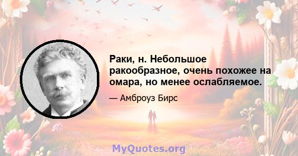 Раки, н. Небольшое ракообразное, очень похожее на омара, но менее ослабляемое.