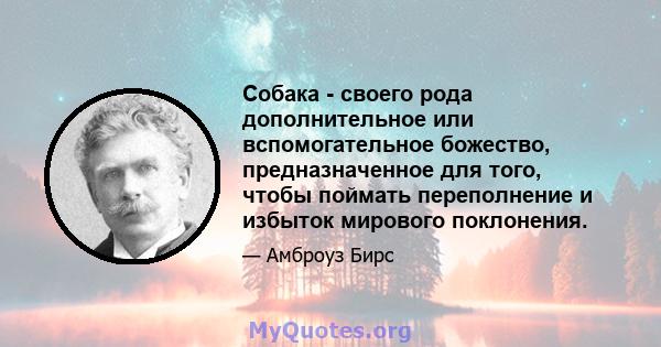 Собака - своего рода дополнительное или вспомогательное божество, предназначенное для того, чтобы поймать переполнение и избыток мирового поклонения.