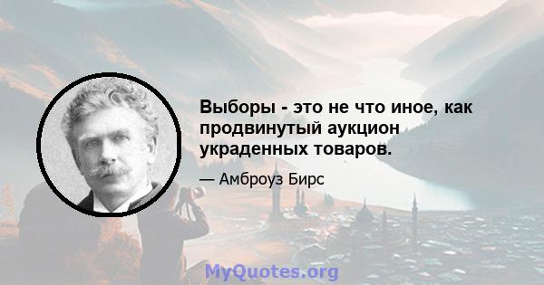 Выборы - это не что иное, как продвинутый аукцион украденных товаров.