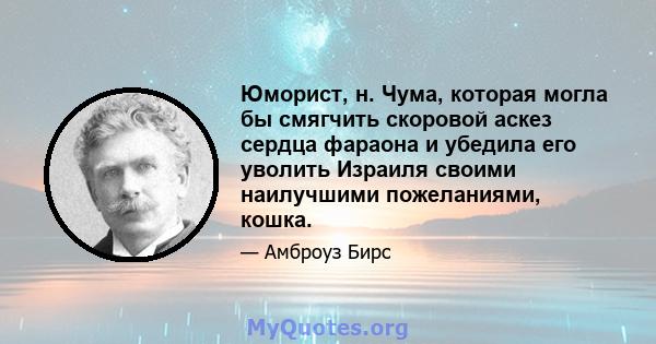 Юморист, н. Чума, которая могла бы смягчить скоровой аскез сердца фараона и убедила его уволить Израиля своими наилучшими пожеланиями, кошка.