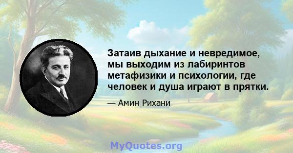 Затаив дыхание и невредимое, мы выходим из лабиринтов метафизики и психологии, где человек и душа играют в прятки.