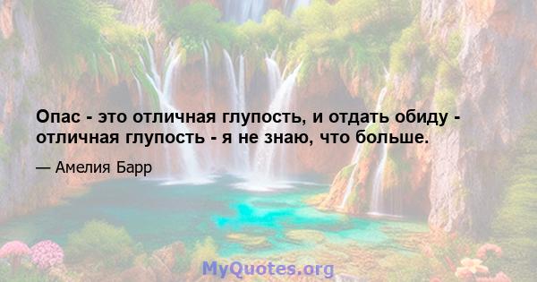 Опас - это отличная глупость, и отдать обиду - отличная глупость - я не знаю, что больше.