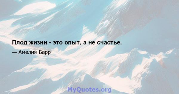 Плод жизни - это опыт, а не счастье.