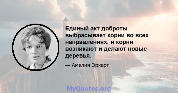 Единый акт доброты выбрасывает корни во всех направлениях, и корни возникают и делают новые деревья.