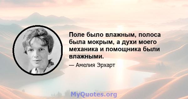 Поле было влажным, полоса была мокрым, а духи моего механика и помощника были влажными.