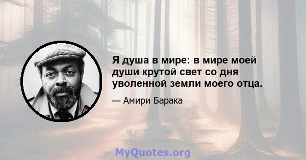 Я душа в мире: в мире моей души крутой свет со дня уволенной земли моего отца.