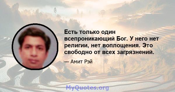 Есть только один всепроникающий Бог. У него нет религии, нет воплощения. Это свободно от всех загрязнений.