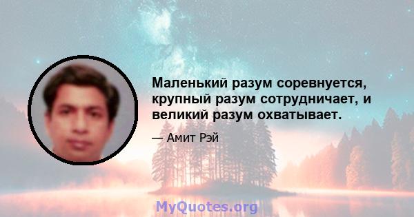 Маленький разум соревнуется, крупный разум сотрудничает, и великий разум охватывает.