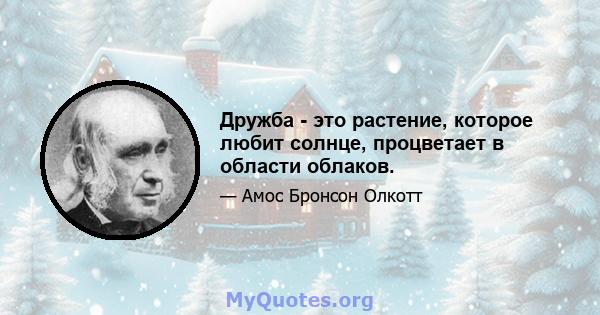 Дружба - это растение, которое любит солнце, процветает в области облаков.