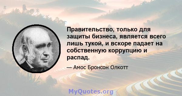 Правительство, только для защиты бизнеса, является всего лишь тукой, и вскоре падает на собственную коррупцию и распад.