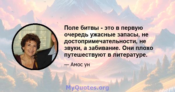 Поле битвы - это в первую очередь ужасные запасы, не достопримечательности, не звуки, а забивание. Они плохо путешествуют в литературе.