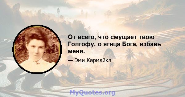 От всего, что смущает твою Голгофу, о ягнца Бога, избавь меня.