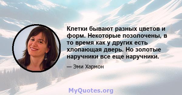 Клетки бывают разных цветов и форм. Некоторые позолочены, в то время как у других есть хлопающая дверь. Но золотые наручники все еще наручники.