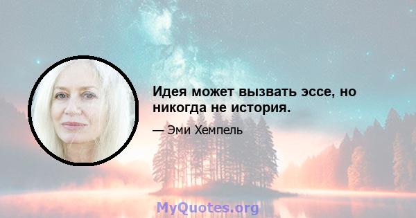 Идея может вызвать эссе, но никогда не история.