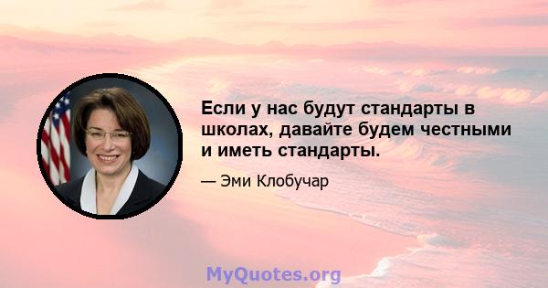 Если у нас будут стандарты в школах, давайте будем честными и иметь стандарты.