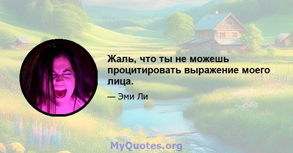 Жаль, что ты не можешь процитировать выражение моего лица.