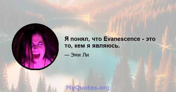 Я понял, что Evanescence - это то, кем я являюсь.