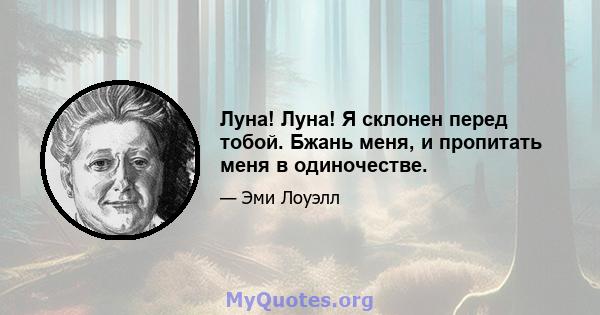 Луна! Луна! Я склонен перед тобой. Бжань меня, и пропитать меня в одиночестве.