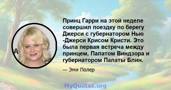 Принц Гарри на этой неделе совершил поездку по берегу Джерси с губернатором Нью -Джерси Крисом Кристи. Это была первая встреча между принцем, Палатом Виндзора и губернатором Палаты Блин.