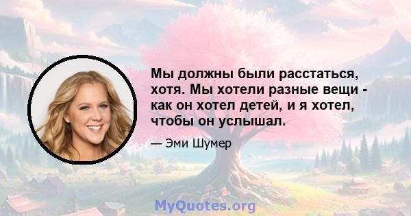 Мы должны были расстаться, хотя. Мы хотели разные вещи - как он хотел детей, и я хотел, чтобы он услышал.