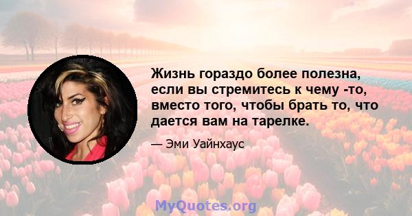 Жизнь гораздо более полезна, если вы стремитесь к чему -то, вместо того, чтобы брать то, что дается вам на тарелке.