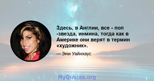 Здесь, в Англии, все - поп -звезда, инмина, тогда как в Америке они верят в термин «художник».