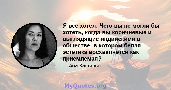 Я все хотел. Чего вы не могли бы хотеть, когда вы коричневые и выглядящие индийскими в обществе, в котором белая эстетика восхваляется как приемлемая?