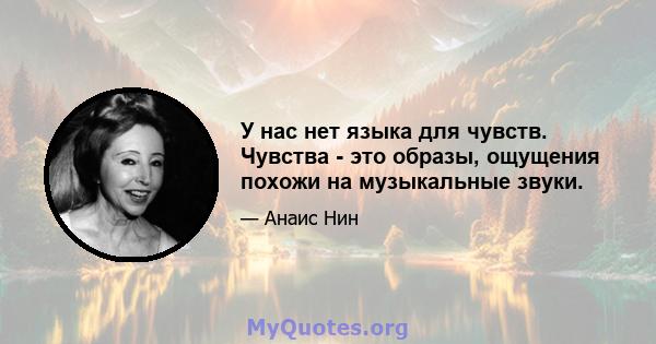 У нас нет языка для чувств. Чувства - это образы, ощущения похожи на музыкальные звуки.