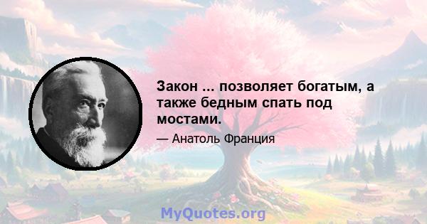 Закон ... позволяет богатым, а также бедным спать под мостами.