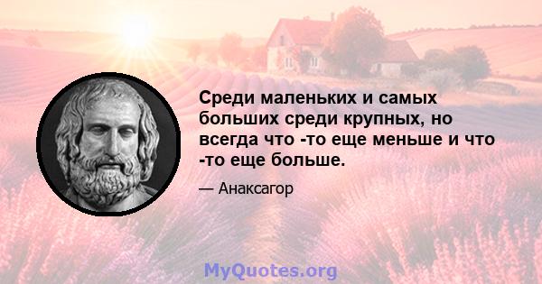 Среди маленьких и самых больших среди крупных, но всегда что -то еще меньше и что -то еще больше.