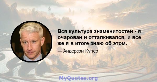 Вся культура знаменитостей - я очарован и отталкивался, и все же я в итоге знаю об этом.