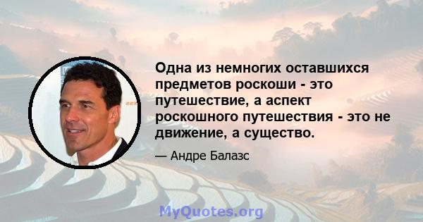 Одна из немногих оставшихся предметов роскоши - это путешествие, а аспект роскошного путешествия - это не движение, а существо.