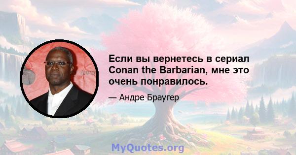 Если вы вернетесь в сериал Conan the Barbarian, мне это очень понравилось.