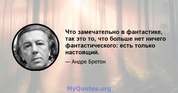 Что замечательно в фантастике, так это то, что больше нет ничего фантастического: есть только настоящий.