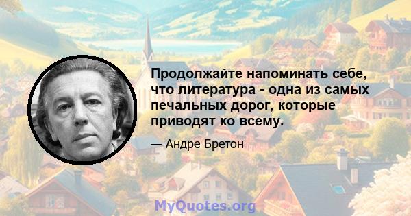 Продолжайте напоминать себе, что литература - одна из самых печальных дорог, которые приводят ко всему.