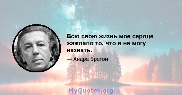 Всю свою жизнь мое сердце жаждало то, что я не могу назвать.